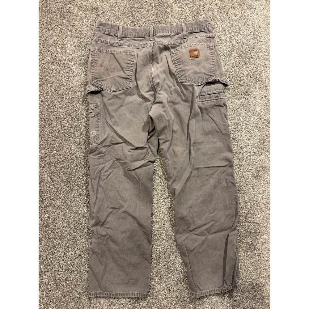 Carhartt Work Pant Men 36x32 Grey B159 Loose Fit Canvas Carpenter Distressed * - Picture 2 of 12